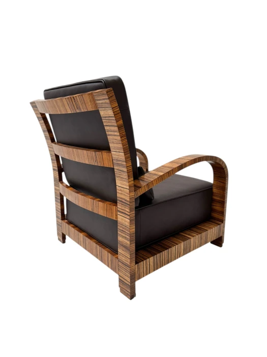 Two Art Deco Lounge Chairs with Leather Cushions France, 1930s